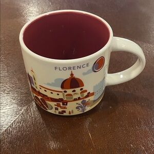 Starbucks Mug with Purple Interior and Cityscape Design